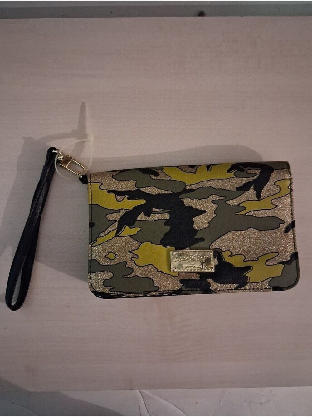 Luv Betsey Johnson Wristlet Wallet Metallic Glitter Camo